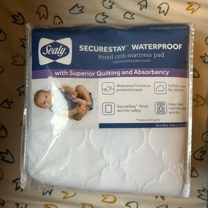 NEW SecureStay Waterproof White Fitted Crib Mattress Pad